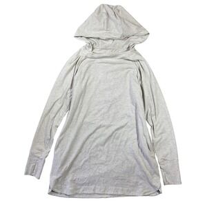 TekGear DryTek Women L Light Gray Heathered Tunic Hoodie Thumbhole Long Sleeve